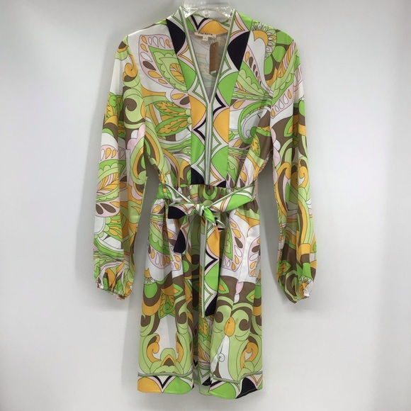 Pink Ripple Scroll Print Bishop Sleeve Shirt Dress Bus Casual NWT Size Small - Picture 7 of 10